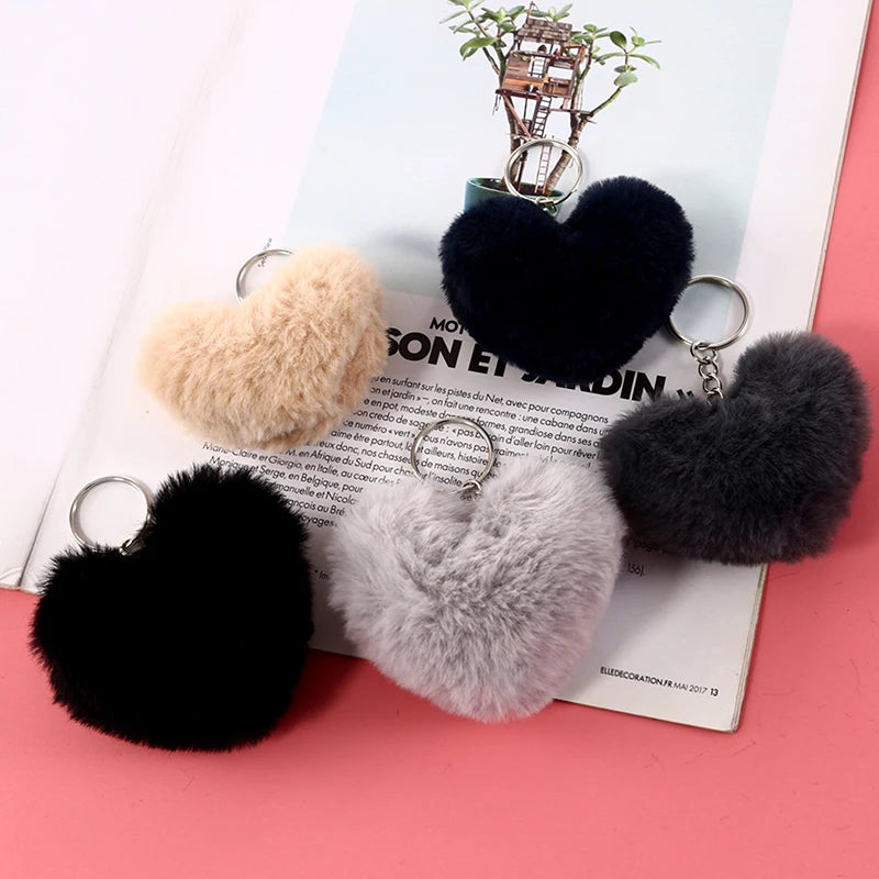 Heart Pompom Keyring