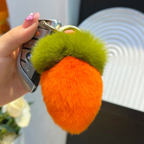 Carrot New In Real Fur Handmade Cute Key Chains Keychains Bag Accessory Car Handbag Keychain for Women Girls Keyrings Gifts