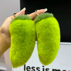 Capsicum New Arrival Handmade Keychain with Real Rabbit Fur Cute Design for Women Girls Keychain Accessory for Bags Cars Gifts