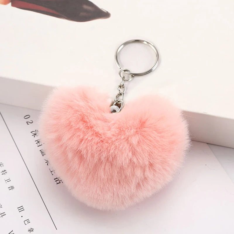 Heart Pompom Keyring