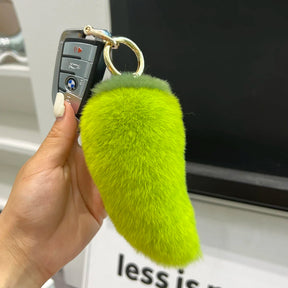 Capsicum New Arrival Handmade Keychain with Real Rabbit Fur Cute Design for Women Girls Keychain Accessory for Bags Cars Gifts